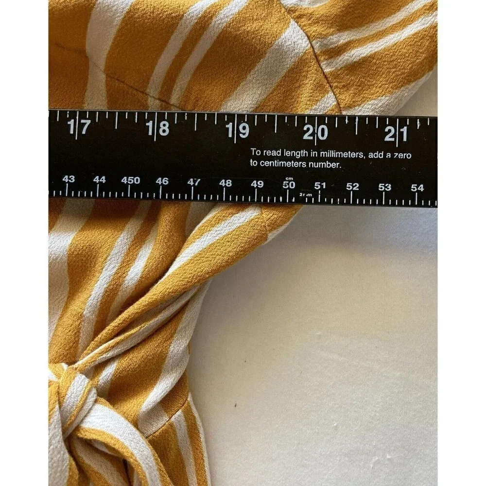 Xhilaration Womens XXL Faux Wrap Sunflower Yellow White Striped Ruffle Hem Dress